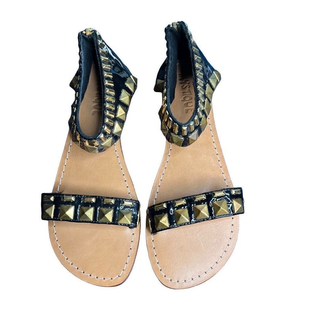 New Mystique black patent studded Sandals - Picture 2 of 12